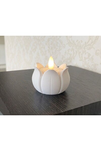 California ST Lotus Çiçeği Pilli Led Mumluk - Dekoratif Estetik Gece Lambası ...