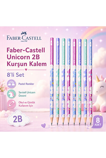 Faber Castell Faber-Castell 8'li Unicorn Kurşun Kalem Seti - 2B Yumuşak Yazım...