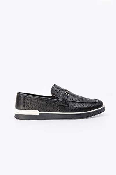 Vantaggio Brunetti Black 100% Genuine Leather Loafer Men's Shoes
