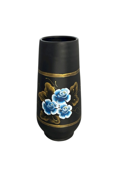Ceramica Martinescu Hand-painted ceramic vase with blue flowers – Marginea, 3...