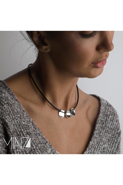 MINZA Cleopatra Women’s Necklace, 925 Sterling Silver Pendant Necklace, Leather Cord Handmade Adjustable Jewelry
