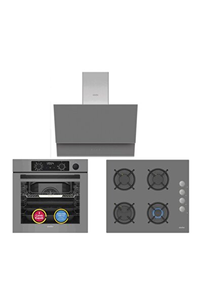 Simfer 11 Fonksiyon Gri 3'lü Ankastre Set (8246 Fırın + 3538 Ocak + 8736 Davl...