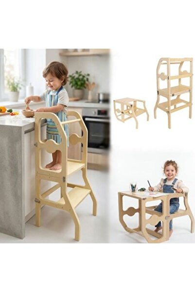 indiggo Sistem Montessori FlipStep 2 în 1 din lemn pentru învățare, Lemn