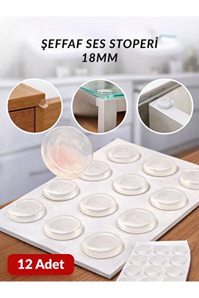 Mobilyap 18 mm Şeffaf Silikon Kaydırmaz Cam Masa Altlığı & Ses Stoperi Kendın...