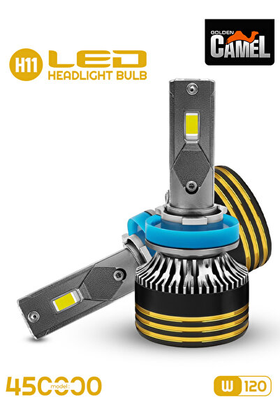 Golden camel مصباح أمامي LED H11 بقوة 120 واط و15000 لومن و6500 كلفن، طقم إضا...