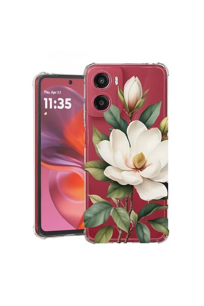 bestcase Αντικραδασμική Θήκη Συμβατή με Motorola Moto G06, Φλοράλ - Λευκή Μαν...