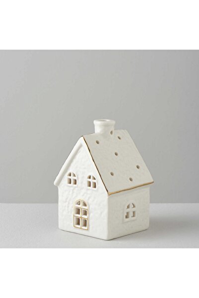 WhiteConcept House 7,5x7x11 cm Ledli Dekor Beyaz