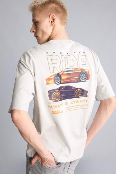 DeFacto Fast & Furious Boxy Fit Back Printed Short Sleeve T-Shirt G5208Ax26Sm