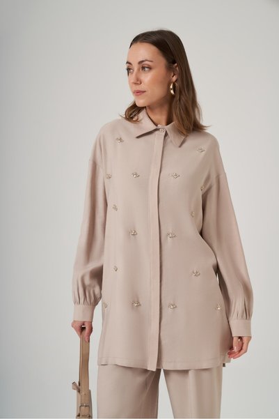 Nuss 1064 Taş İşlemeli Pantolonlu Takım