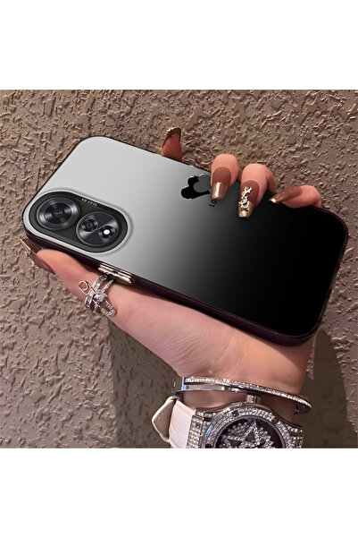SLIMFELT Oppo A60 Uyumlu Siyah Gümüş Geçişli Kalp Kılıf, Sevimli Cool Tarz