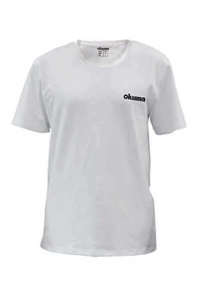 Okuma White Motif Cotton Short Sleeve Shirt M
