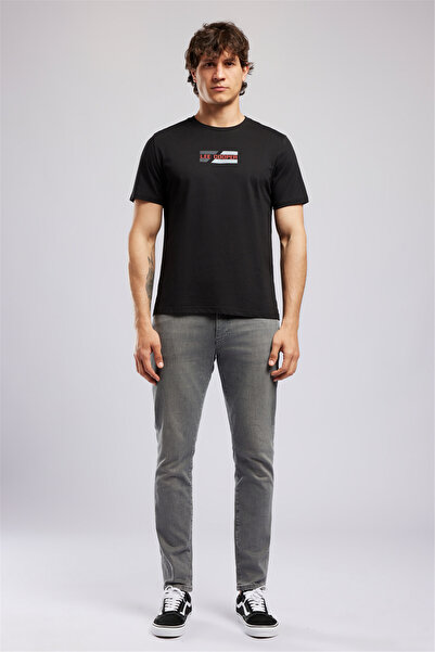 Lee Cooper Basil Men's Regular Fit 100% Cotton Printed Crew Neck T-Shirt Black
