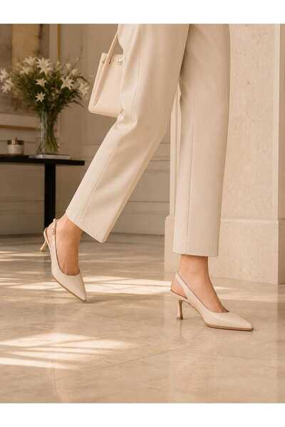 CİMİLİ SHOES Women's Black 7 Centimeter Heel Pointed Toe Women's Classic Leat...