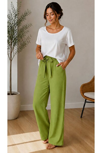 Hayalet Sofia Linen Palazzo Trousers – Comfortable Fit Women's Trousers with ...