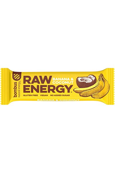 bombus Baton proteic Raw Energy cu banane si nuca de cocos, 50g