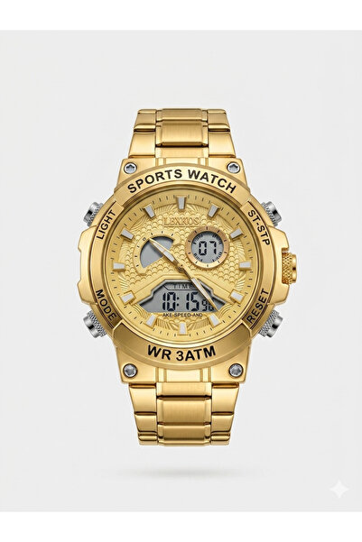 LEXROO KVOGUES LEXROS WR 3 ATM/SPORTS WATCH LX-3051 G GOLD DIAL - MEN'S QUARTZ
