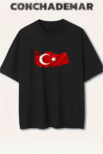 Vordevia Tricou din bumbac premium supradimensionat cu imprimeu pentru echipe...