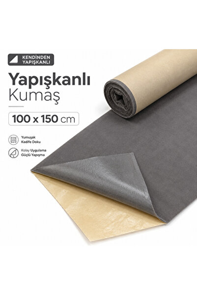 PLUSH STUDIO Yapışkanlı Süet Kadife Kumaş 150 X 100cm İz Yapmaz Kadife, Kapla...