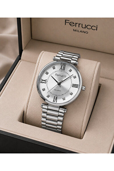 Ferrucci Modern Women's Wristwatch Steel Band Silver Color Stylish Design Gif...