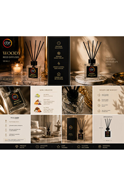 CBR Unique Fragrances Woody Odunsu ve Oryantal Çubuklu Oda Kokusu 120 ml