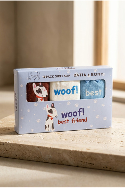Katia&Bony Girl's 3-Piece Dog Patterned Boxed Slip Red