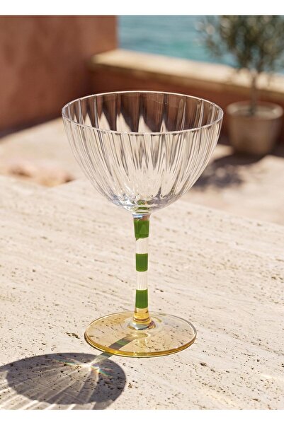 The Mia Footed Glass Ice Cream Bowl Green Yellow 280 ml