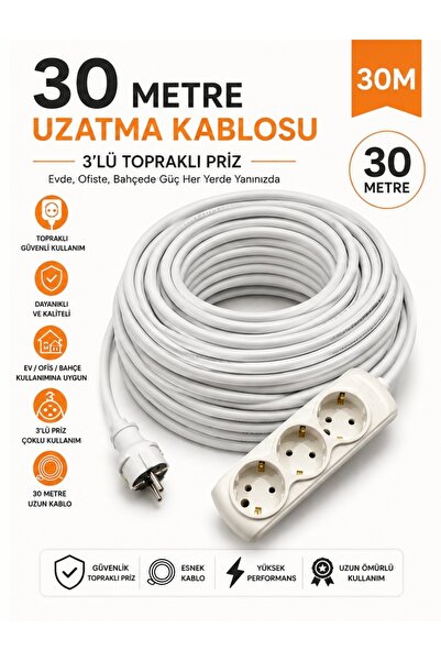 ERGÜL 3x2.5 mm Ttr Seyyar Uzatma Kablosu 30 metre