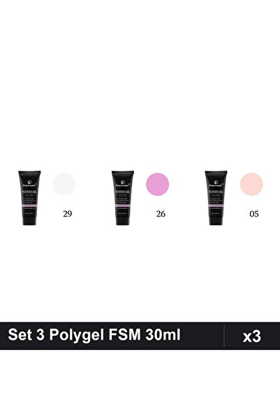 FSM Set 3 Polygel 30ml - Nr.29, Nr.26, Nr.05 - Constructie Unghii