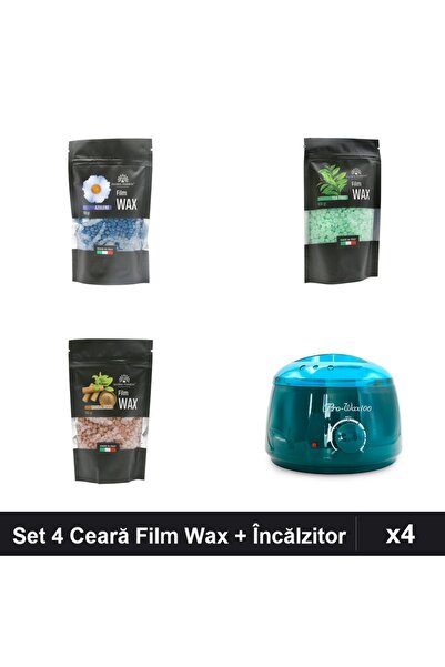global fashion Set 4 Ceară Epilare Film Wax 100g + Încălzitor ProWax - Azulen...