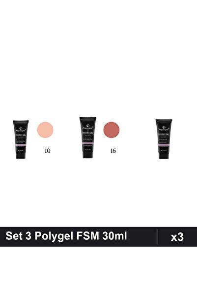FSM Set 3 Polygel 30ml - Nr.10, Nr.16, Nr.01 CLEAR - Constructie Unghii