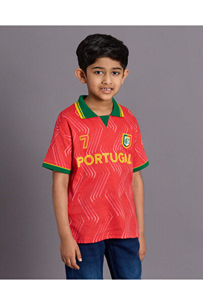 REDTAG Boys Red Portugal FIFA T-shirt