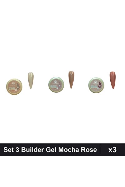 global fashion Set 3 Mocha Rose Builder Gel 15g - Nr.02, Nr.06, Nr.08