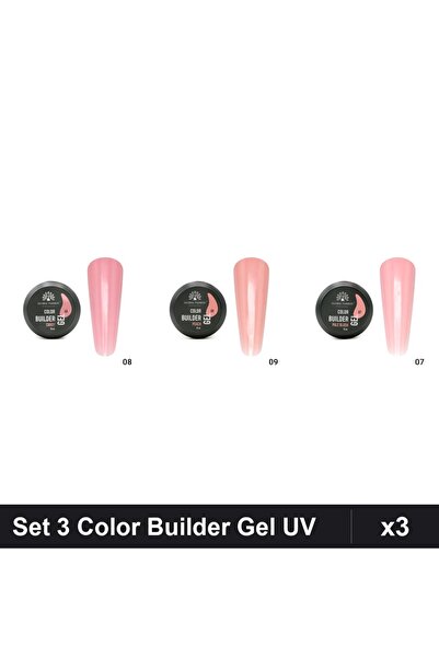global fashion Set 3 Color Builder Gel UV 15g - Nr.07, Nr.08, Nr.09