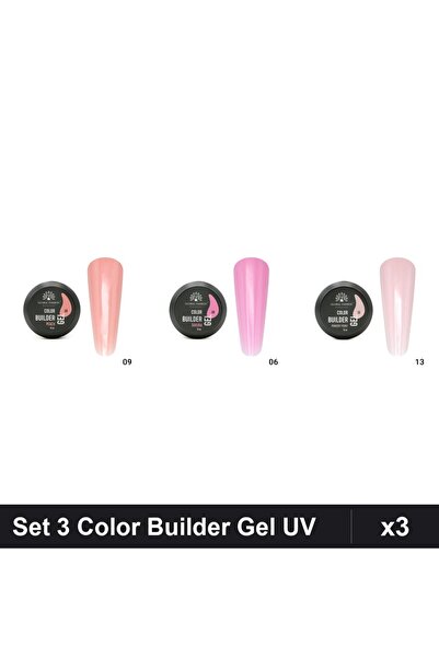 global fashion Set 3 Color Builder Gel UV 15g - Nr.09 Nr.06 Nr.13