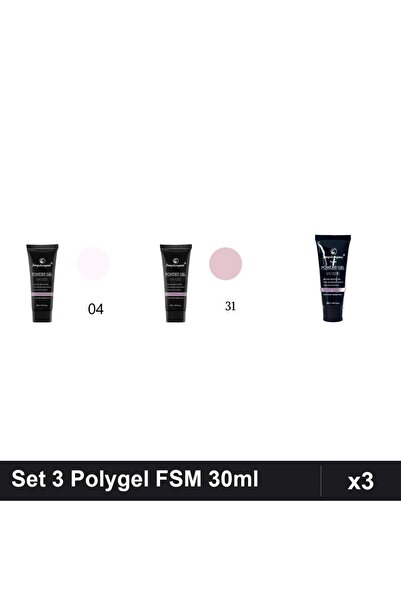 FSM Set 3 Polygel 30ml - Nr.04, Nr.31, Nr.15 - Constructie Unghii