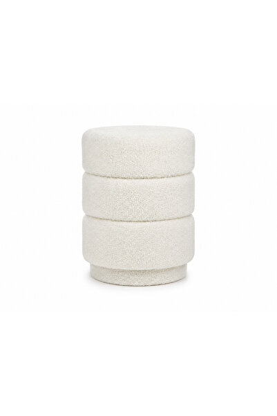 OEM Ottoman Stool, White Teddy Pouf, 36x43cm