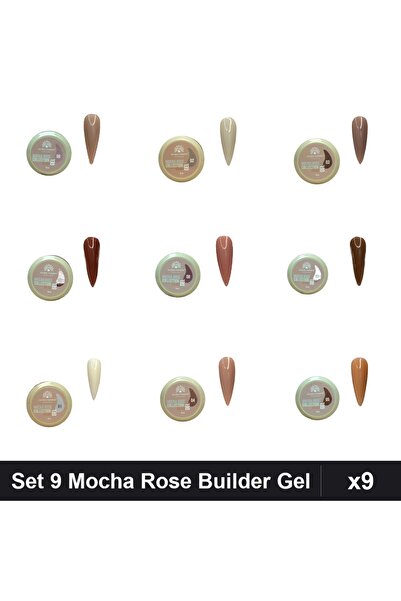 global fashion Set 9 Mocha Rose Builder Gel 15g - Nr.01-09 Constructie Unghii