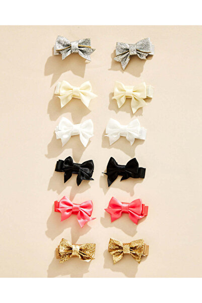 REDTAG Girls Assorted Bow Hair Clip 12 Piece Set