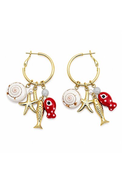 LEROSY CO. Özel Seri Kırmızı Şans Balığı Charm Küpe