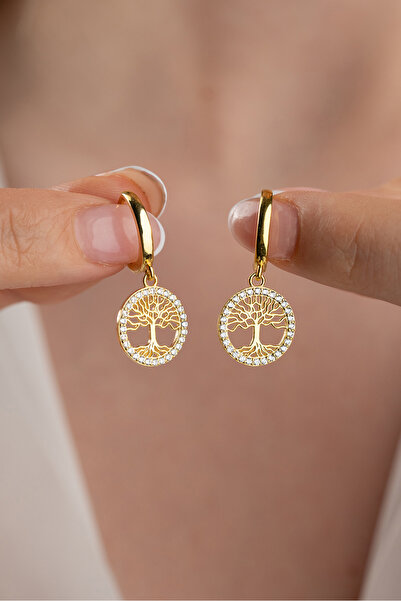 Silvano Jewelry 925 Ayar Gümüş Hayat Ağacı Küpe