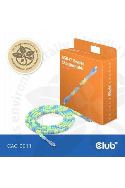 Club 3D Club3D Lifestyle Cablu USB-C cu perle PD60W, 480Mbps, 2m, albastru, r...