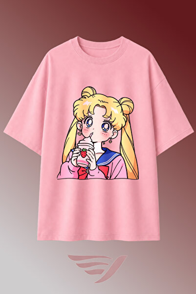 Velostra Unisex Sailor Moon Anime Printed Oversize Crew Neck Cotton Casual Co...