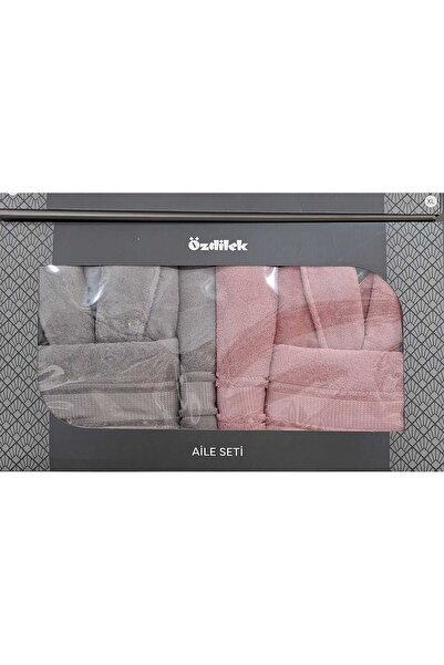 Özdilek Colourist Aile Bornoz Seti Gümüş-Pembe L/XL Beden