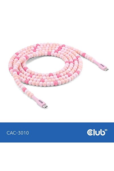 Club 3D Club3D Lifestyle USB-C Perlen-Kabel PD60W,480Mbps 2m rosa retail