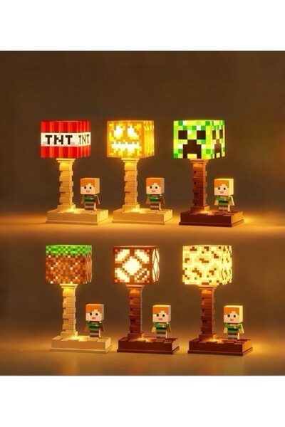 lstri Minecraft Blok Gece Lambası -LED Lamba Işığı USB'li Dekoratif Masa Lamb...