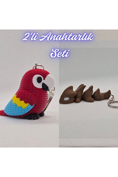 3DAtölyeMaker Fire Engine Red Knitted Pattern Parrot and Dark Brown Flexible ...