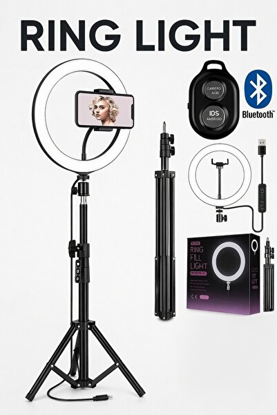 RAYLAX Kumandalı Youtuber Tiktok Çekim Işıklı Telefon Tutucu Makyaj Işığı Rin...