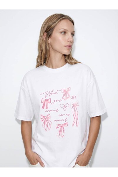 Coredra What Goes Around Boxed Fit Γυναικείο T-Shirt - Λευκό - C590