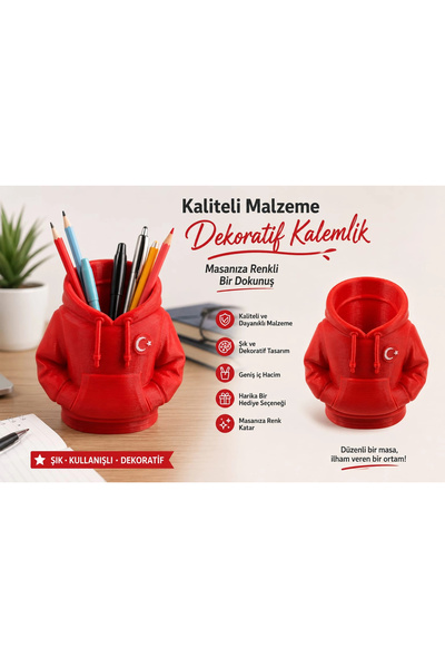 YSN SOUNDS Polar Kalemlik , Türk Bayraklı Polar Masa Üstü Kalemlik , Polar Kı...