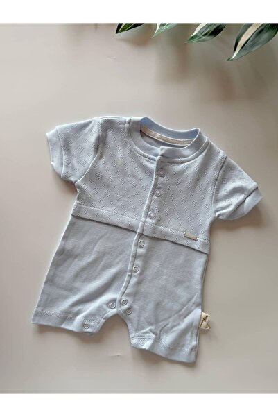 KapsülBebek Mini Embroidered Full Snap Unisex Baby Summer Romper - 100% Cotton